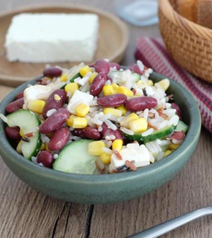 Salade de riz haricots rouges et feta