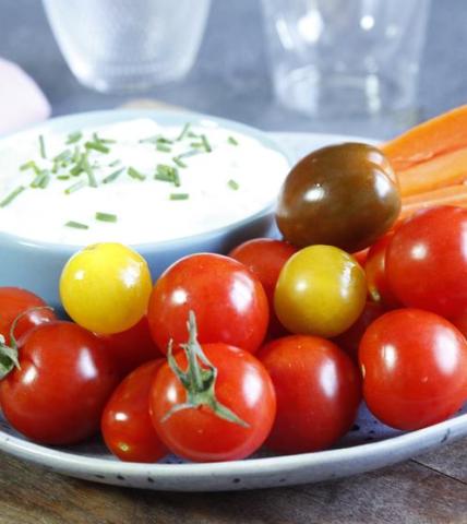 Sauce au fromage blanc ciboulette et légumes croquants