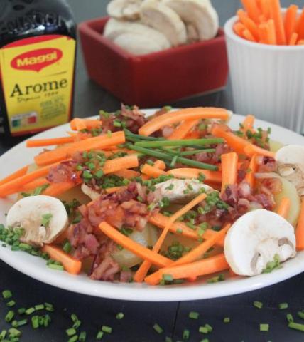 Salade de légumes d'automne et vinaigrette gingembre et huile de noix