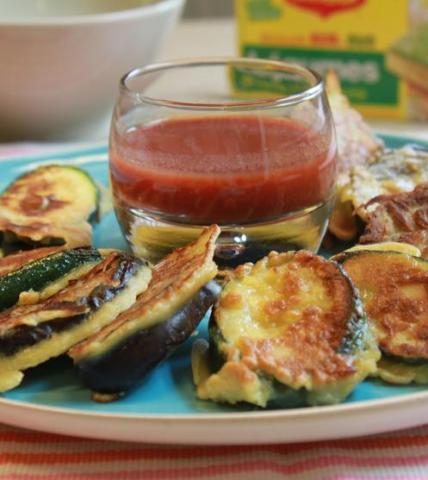 Beignets d'aubergines et courgettes au coulis de tomates