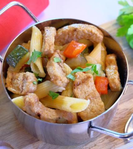 Pâtes aux légumes et bouchées grillées Cookéo