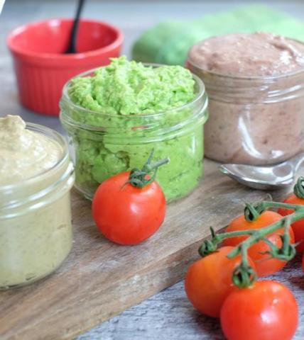 Trio de sauces à dipper aux légumes secs