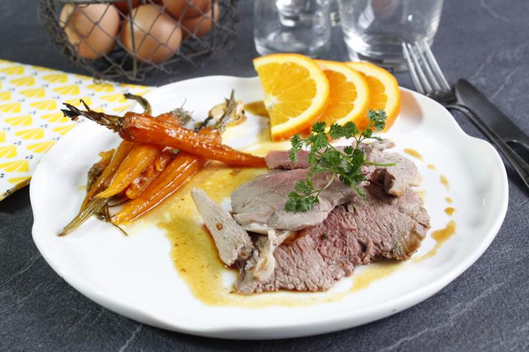 Gigot d'agneau carottes confites à l'orange