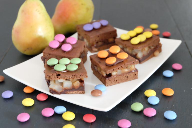 Petits gâteaux moelleux chocolat poire Smarties