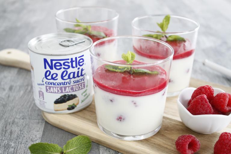 Panacotta aux framboises sans lactose