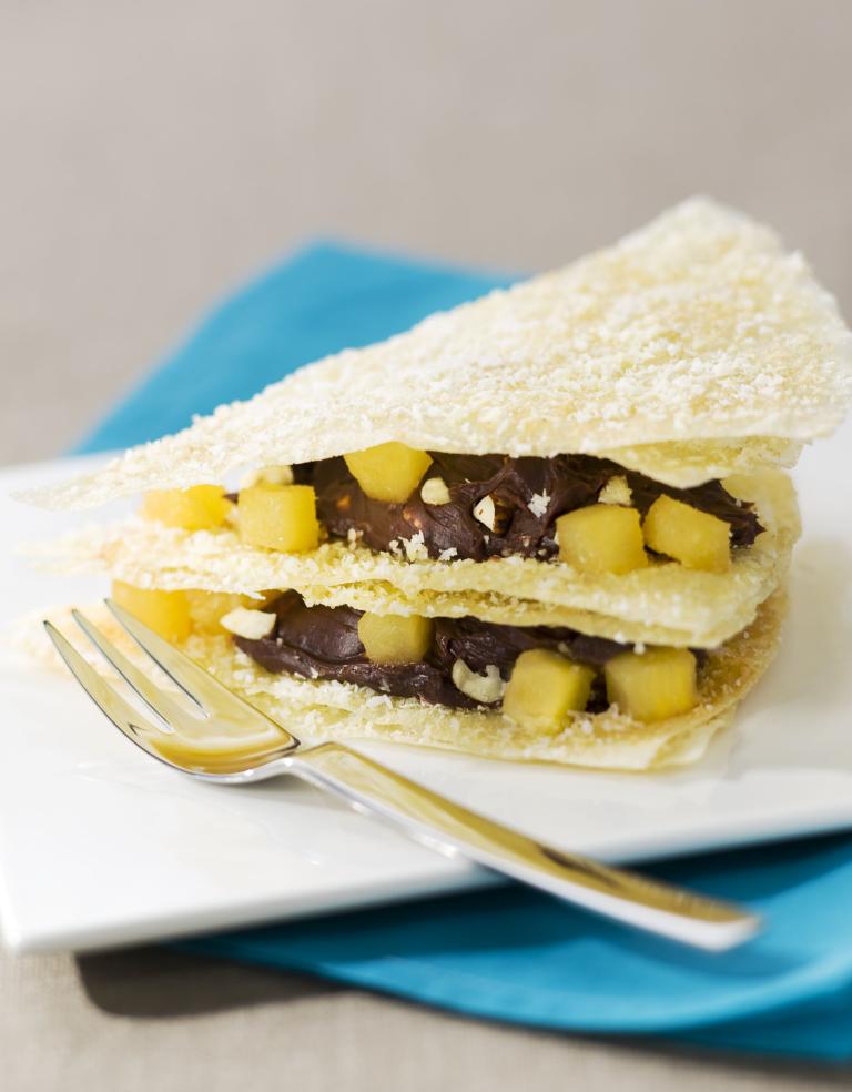 Millefeuilles chocolat noisettes et ananas