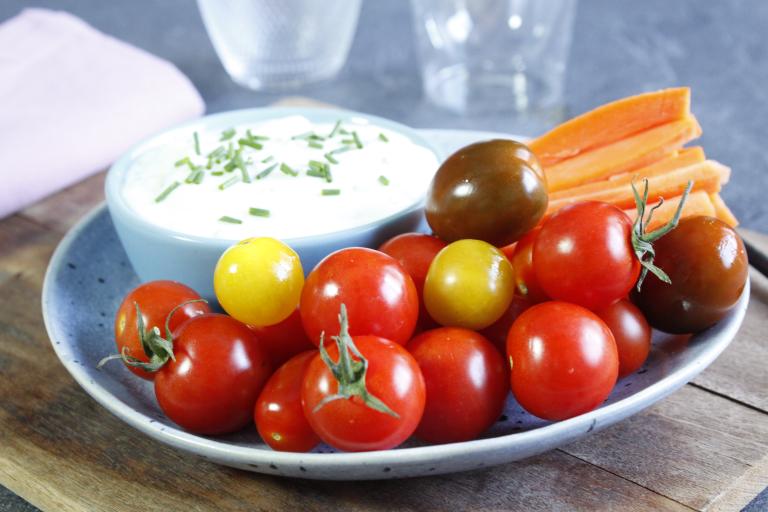 Sauce au fromage blanc ciboulette et légumes croquants