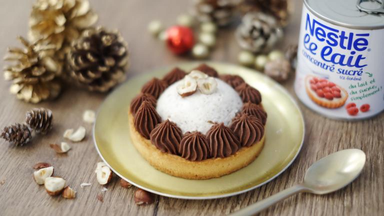 Tartelettes sablées ganache chocolat et glace noisettes