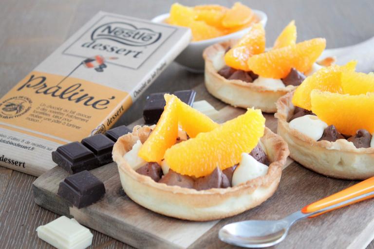 Tartelettes aux 3 chocolats et orange