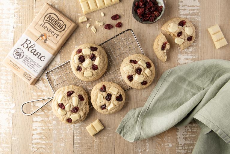 Cookies chocolat blanc et cranberries