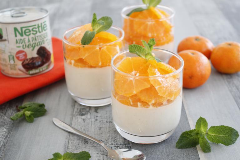 Pannacotta lait de coco clémentines vegan