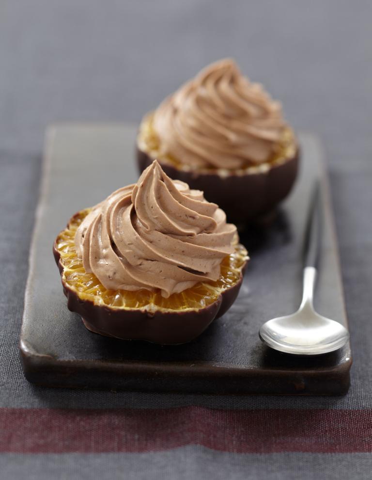 Clémentines chocolatées et chantilly au chocolat au lait