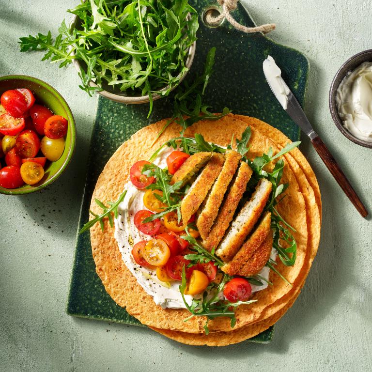 Vegetable tortilla with 99kcal Cauliflower Schnitzel