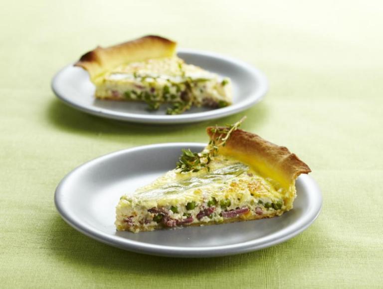 Quiche lorraine aux deux pois