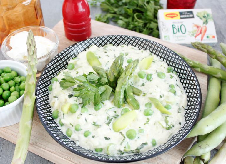 Risotto Primavera végétarien à la bière blanche