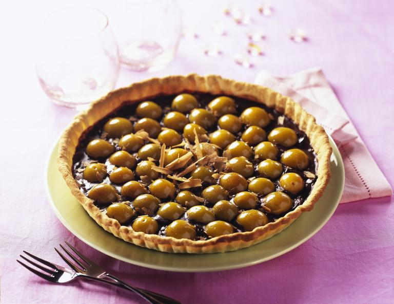 Tarte aux mirabelles et ganache craquante