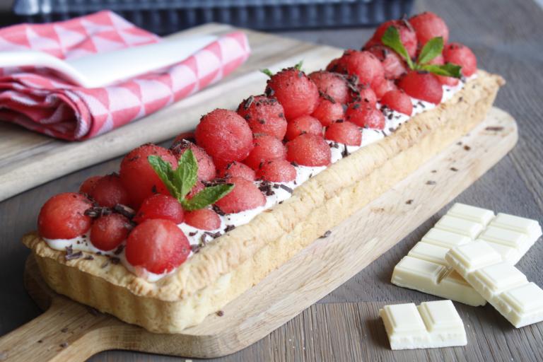 Tarte bande mousse au chocolat blanc pastèque