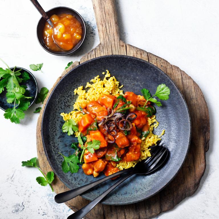 Simply Pieces, Sweet Potato, Spinaach and chickpea Curry