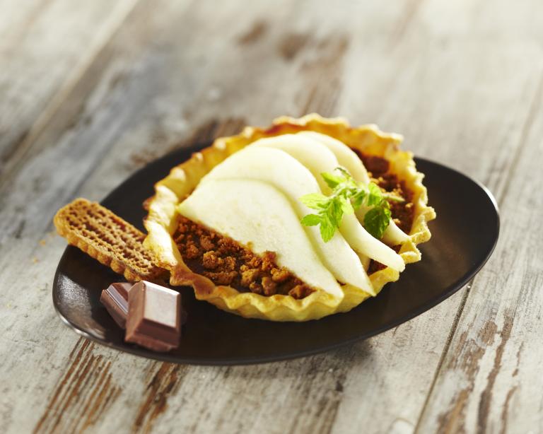 Tartelettes chocolat spéculoos et poires