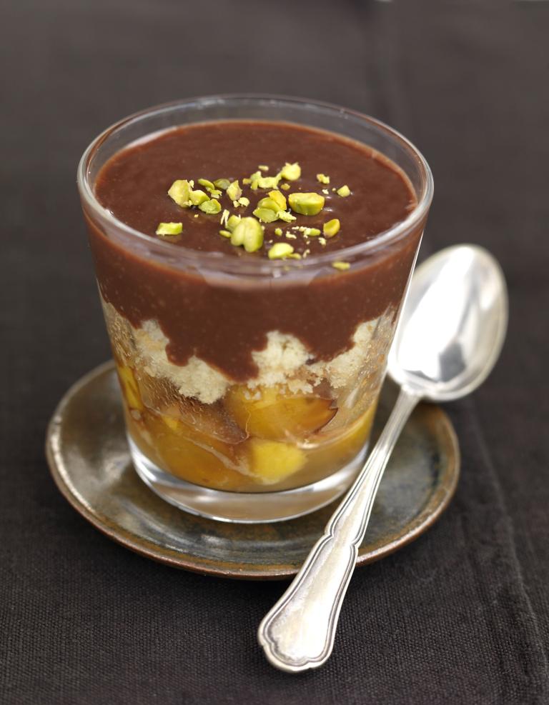 Verrine de mirabelles a l'orange ganache choco praline (pas avant octobre 2010)