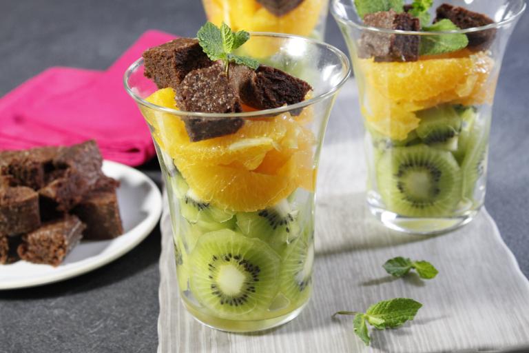 salade de fruit et mini brownies