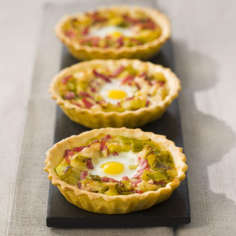 Tartelettes aux poireaux et bacon