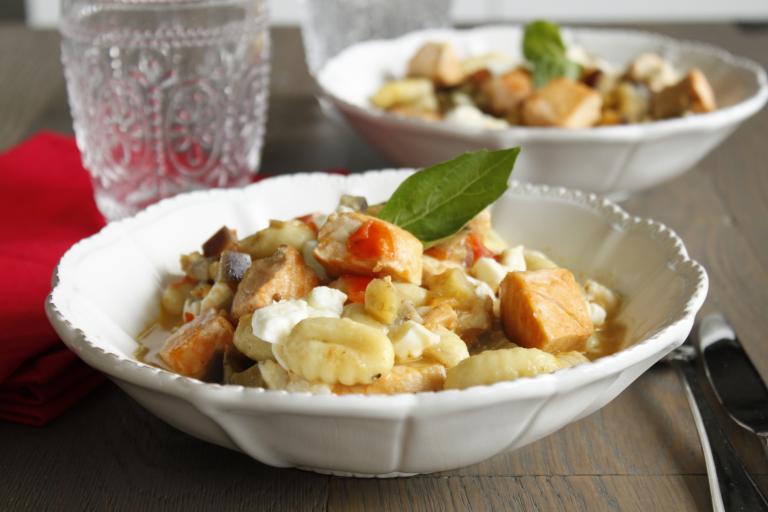 Gnocchi aux dés de saumon et mozarella