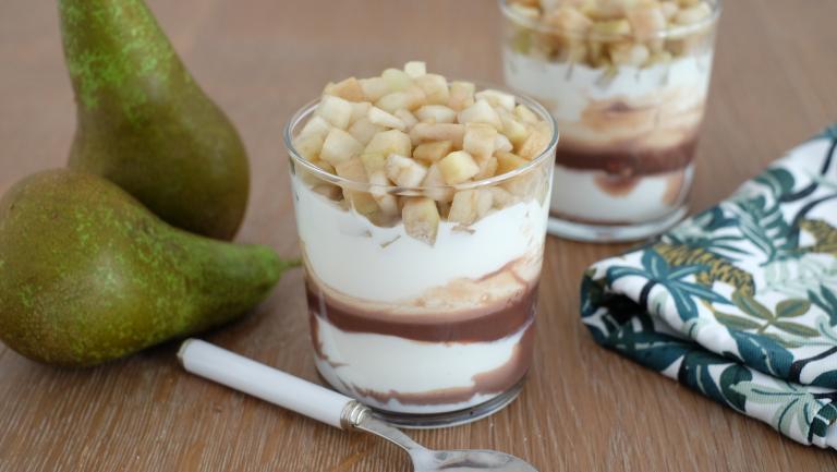 Verrine fromage blanc chocolat poire