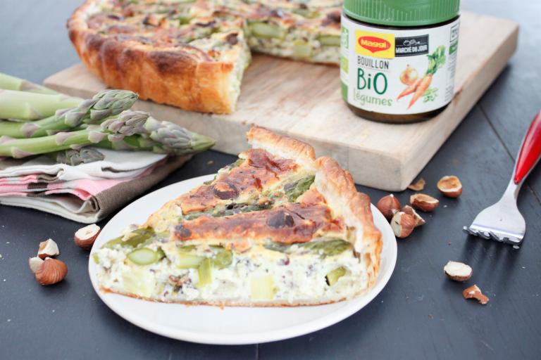 Quiche aux asperges et noisettes