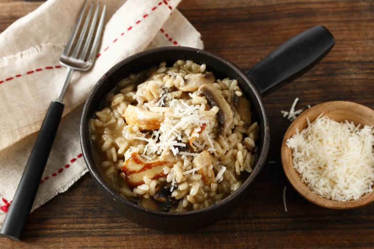 Risotto aux champignons de Paris et poulet