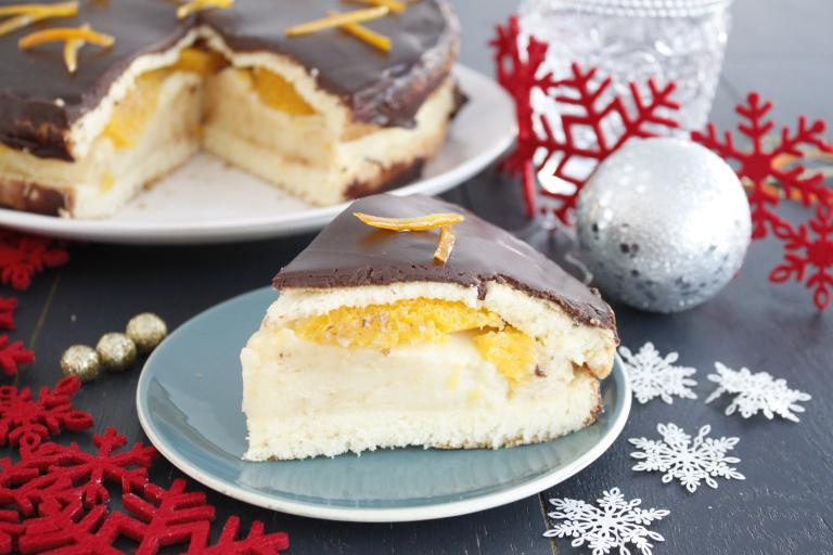 Gâteau de fête crème pâtissière orange chocolat