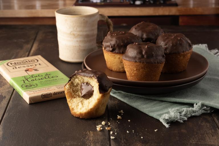 Muffin au yaourt coeur de pâte à tartiner façon rocher