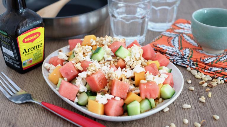 Salade melon pastèque feta