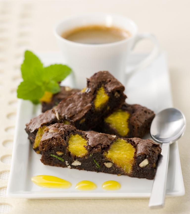 Brownie au chocolat a l'orange et menthe