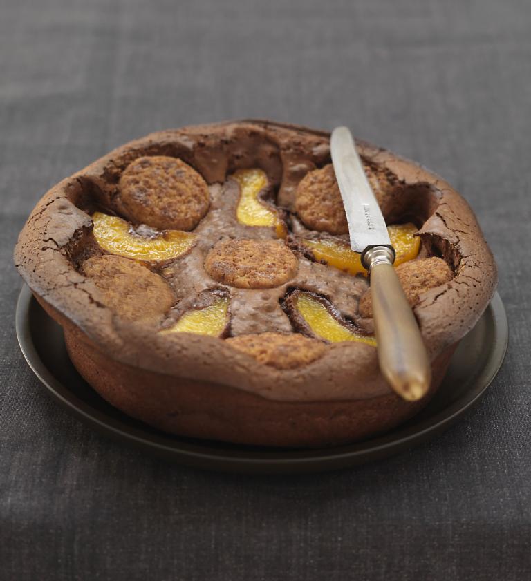 Clafoutis peche chocolat