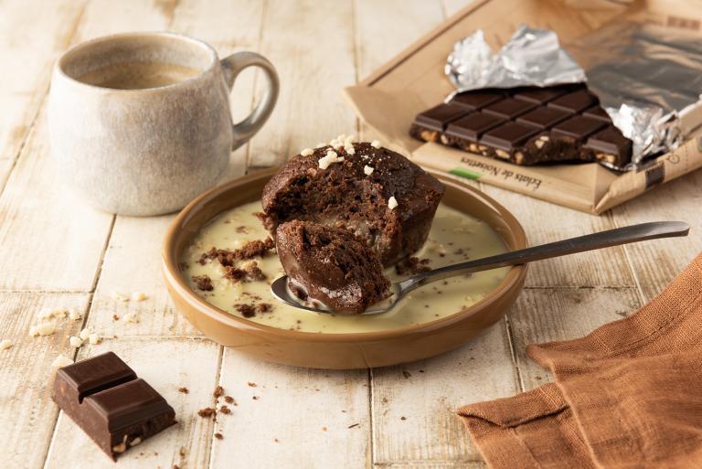 Fondants aux chocolats et éclats de noisettes