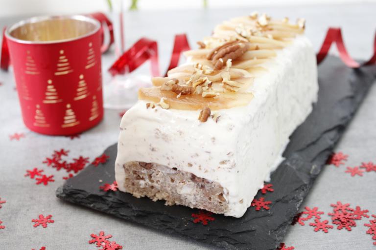 Bûche glacée noix de pecan et Lait concentré Sucré