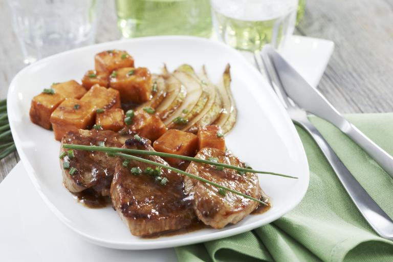 Veau poêlé aux poires et panais