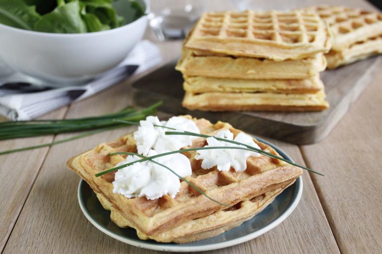 Gaufres aux carottes et chèvre frais