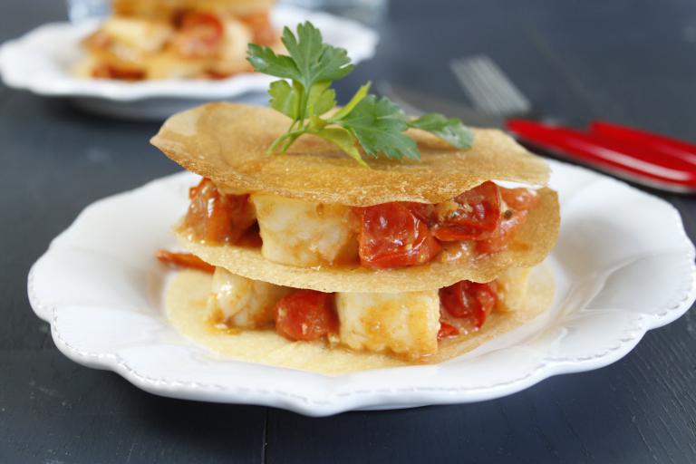 Millefeuilles de cabillaud et tomates