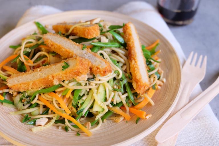 Escalope de soja et wok de légumes