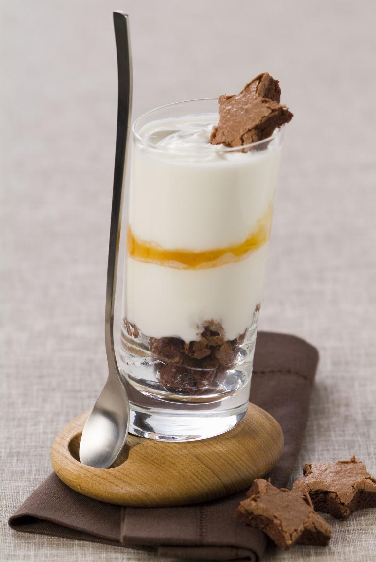 Verrines de fromage blanc au chocolat et l orange