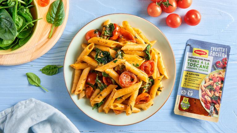 Maggi Recette Facile! Penne à la Toscane épinards, tomates