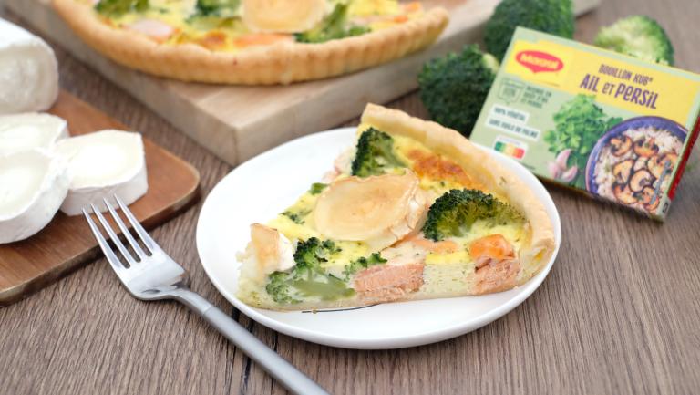 Quiche saumon brocoli chèvre