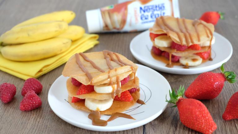 Millefeuilles aux fruits sauce caramel