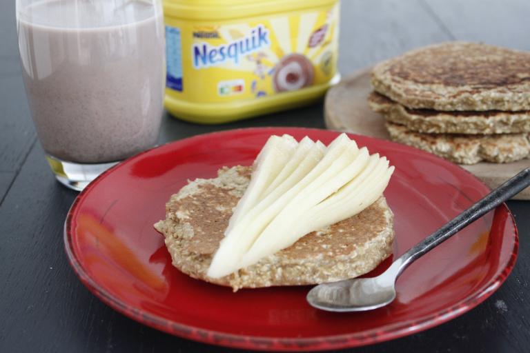 Pancake à l'avoine poire et Nesquik