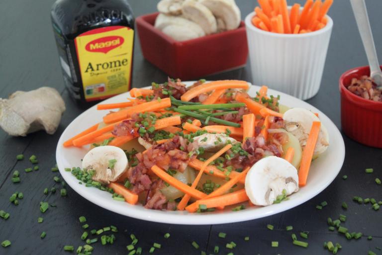 Salade de légumes d'automne et vinaigrette gingembre et noix