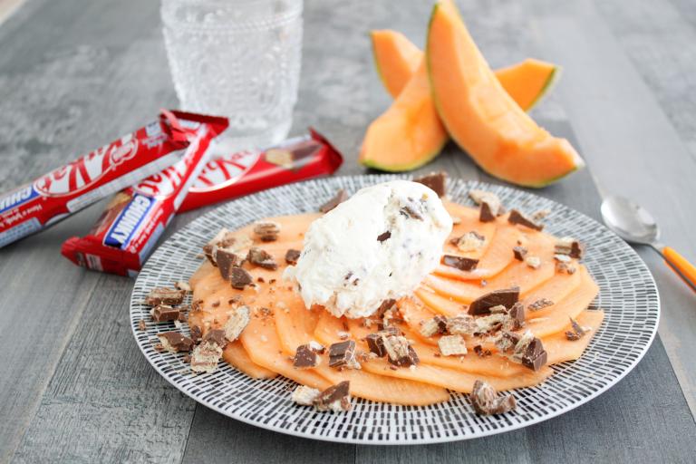 Glace Kitkat et carpaccio de melon