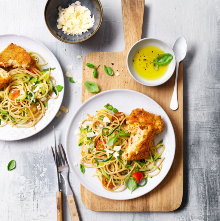 SPAGHETTIS DE COURGETTE ET CARRÉ GOURMAND