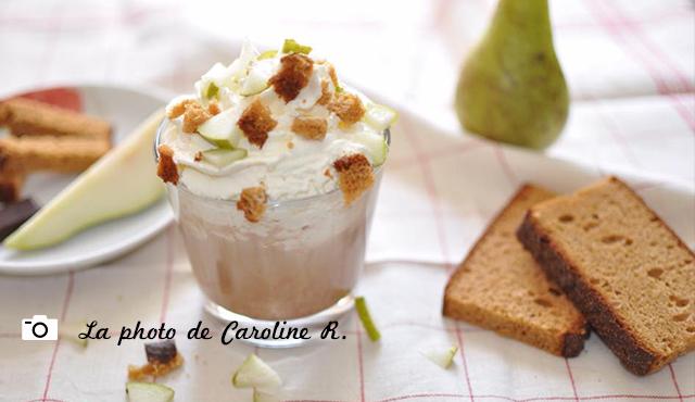 Chococino chantilly a la poire et pain d'epices